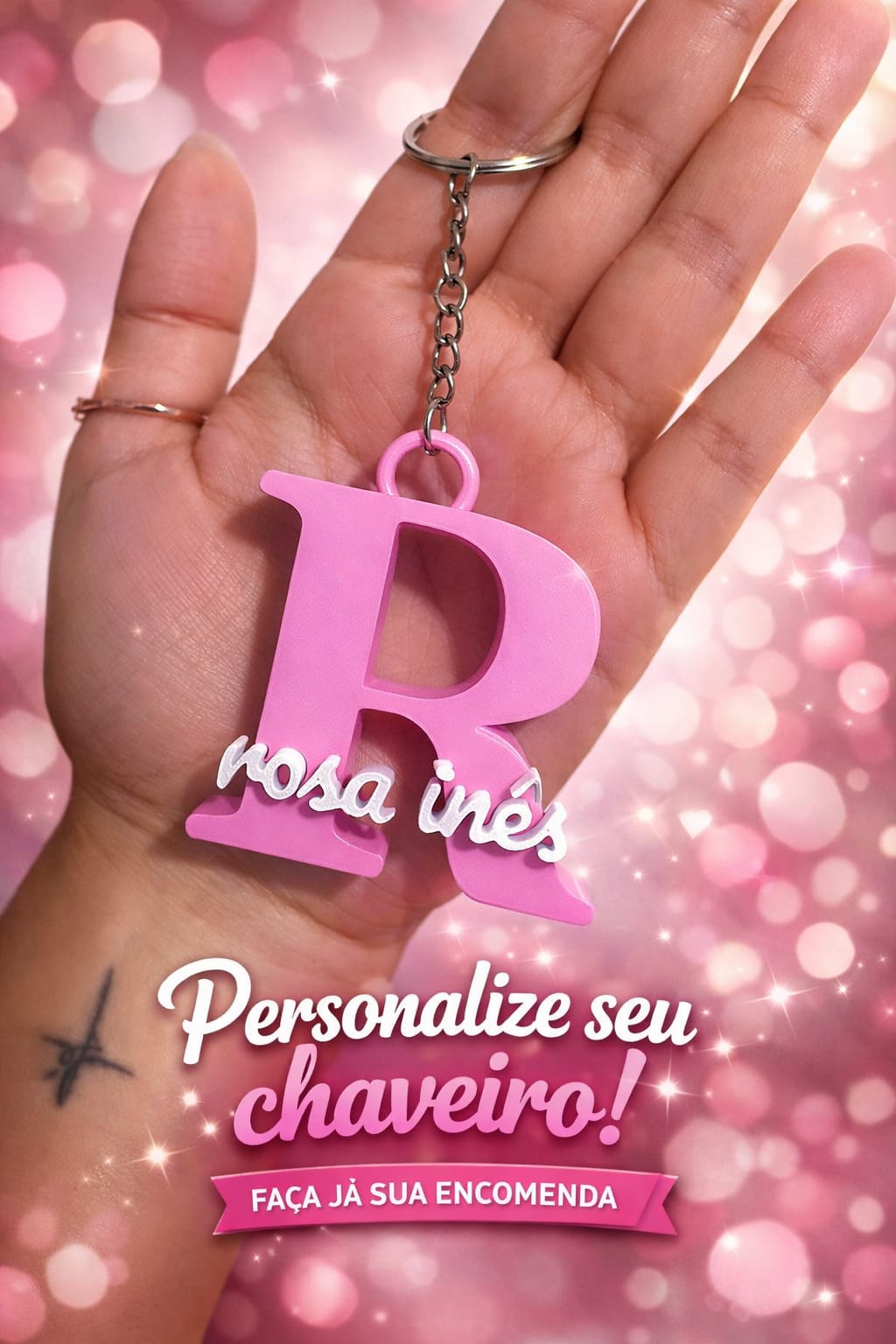 Chaveiro 3D com letra R