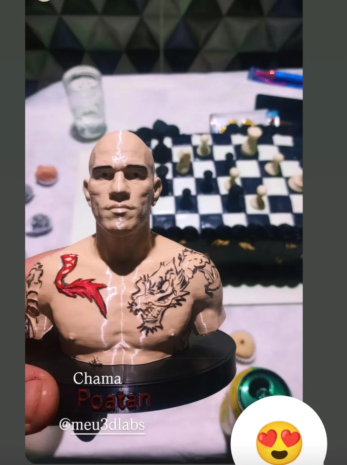 Story de cliente com peça decorativa 3D